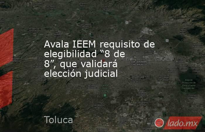 Avala IEEM requisito de elegibilidad “8 de 8”, que validará elección judicial. Noticias en tiempo real