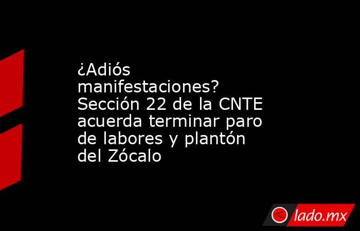 ¿Adiós manifestaciones? Sección 22 de la CNTE acuerda terminar paro de labores y plantón del Zócalo. Noticias en tiempo real