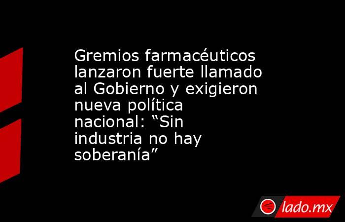 Gremios farmacéuticos lanzaron fuerte llamado al Gobierno y exigieron nueva política nacional: “Sin industria no hay soberanía”. Noticias en tiempo real