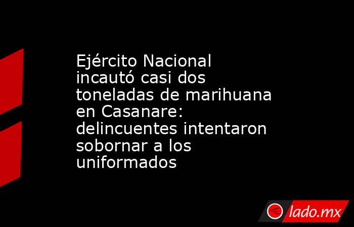 Ejército Nacional incautó casi dos toneladas de marihuana en Casanare: delincuentes intentaron sobornar a los uniformados. Noticias en tiempo real