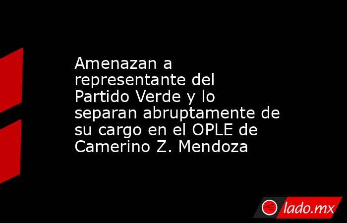 Amenazan a representante del Partido Verde y lo separan abruptamente de su cargo en el OPLE de Camerino Z. Mendoza. Noticias en tiempo real