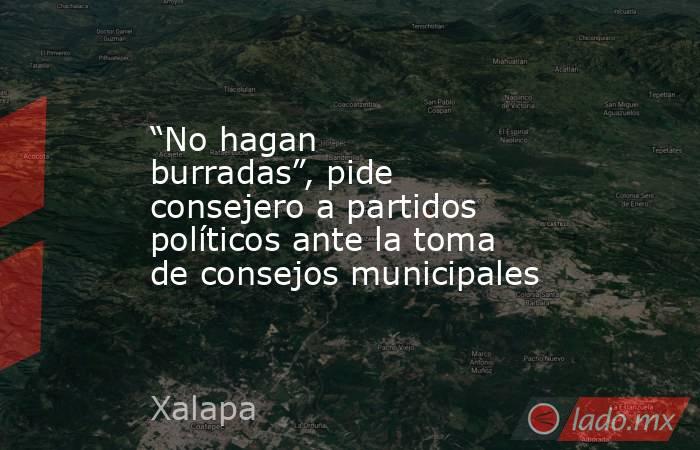 “No hagan burradas”, pide consejero a partidos políticos ante la toma de consejos municipales. Noticias en tiempo real