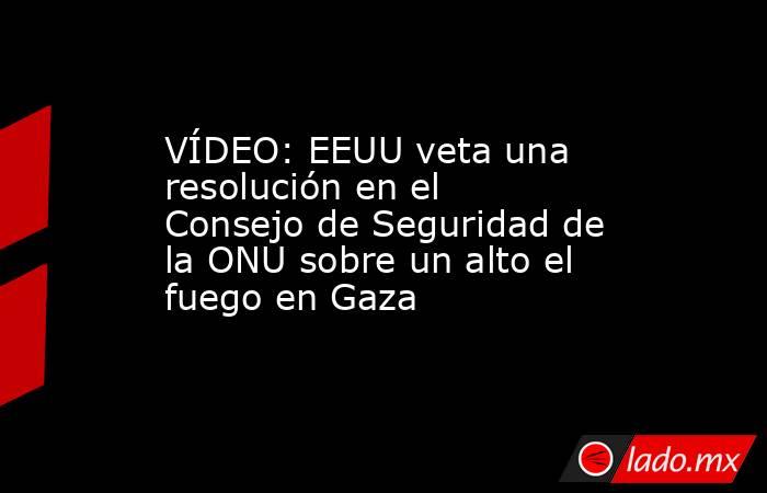 VÍDEO: EEUU veta una resolución en el Consejo de Seguridad de la ONU sobre un alto el fuego en Gaza. Noticias en tiempo real