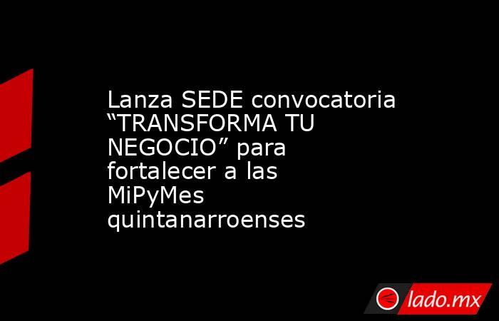 Lanza SEDE convocatoria “TRANSFORMA TU NEGOCIO” para fortalecer a las MiPyMes quintanarroenses. Noticias en tiempo real
