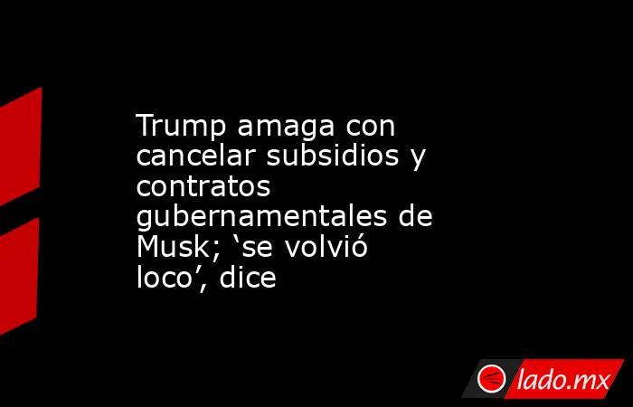 Trump amaga con cancelar subsidios y contratos gubernamentales de Musk; ‘se volvió loco’, dice. Noticias en tiempo real