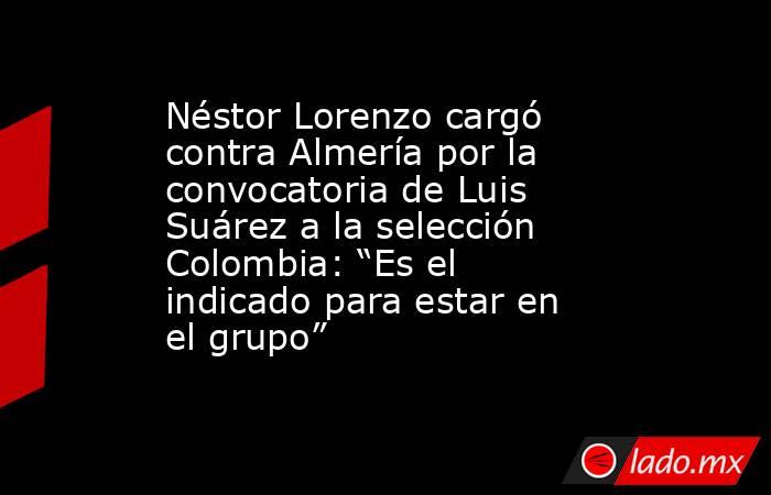Néstor Lorenzo cargó contra Almería por la convocatoria de Luis Suárez a la selección Colombia: “Es el indicado para estar en el grupo”. Noticias en tiempo real
