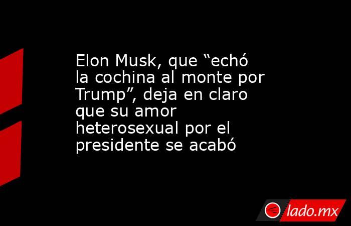 Elon Musk, que “echó la cochina al monte por Trump”, deja en claro que su amor heterosexual por el presidente se acabó. Noticias en tiempo real