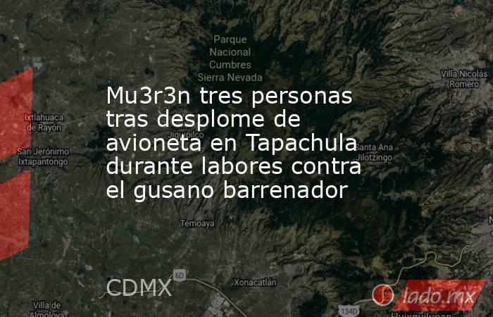 Mu3r3n tres personas tras desplome de avioneta en Tapachula durante labores contra el gusano barrenador. Noticias en tiempo real