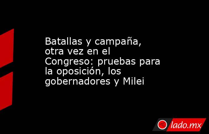 Batallas y campaña, otra vez en el Congreso: pruebas para la oposición, los gobernadores y Milei . Noticias en tiempo real
