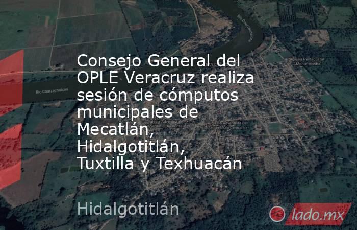 Consejo General del OPLE Veracruz realiza sesión de cómputos municipales de Mecatlán, Hidalgotitlán, Tuxtilla y Texhuacán. Noticias en tiempo real