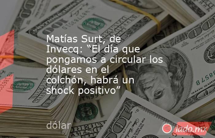 Matías Surt, de Invecq: “El día que pongamos a circular los dólares en el colchón, habrá un shock positivo”. Noticias en tiempo real