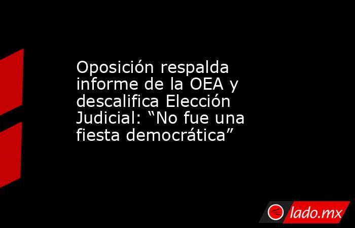 Oposición respalda informe de la OEA y descalifica Elección Judicial: “No fue una fiesta democrática”. Noticias en tiempo real