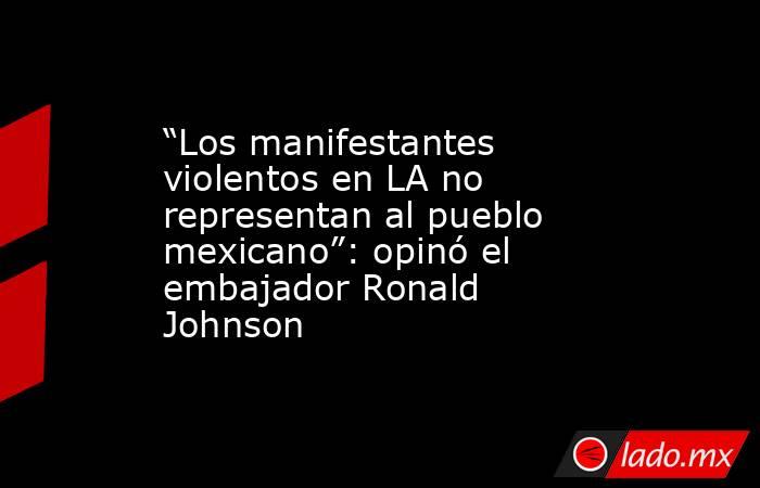 “Los manifestantes violentos en LA no representan al pueblo mexicano”: opinó el embajador Ronald Johnson. Noticias en tiempo real