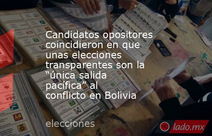 Candidatos opositores coincidieron en que unas elecciones transparentes son la “única salida pacífica” al conflicto en Bolivia. Noticias en tiempo real