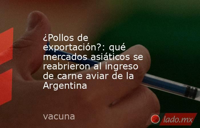 ¿Pollos de exportación?: qué mercados asiáticos se reabrieron al ingreso de carne aviar de la Argentina. Noticias en tiempo real