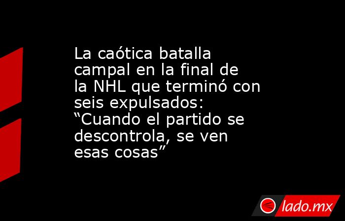 La caótica batalla campal en la final de la NHL que terminó con seis expulsados: “Cuando el partido se descontrola, se ven esas cosas”. Noticias en tiempo real