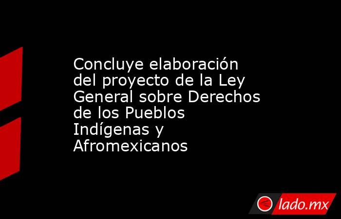 Concluye elaboración del proyecto de la Ley General sobre Derechos de los Pueblos Indígenas y Afromexicanos. Noticias en tiempo real