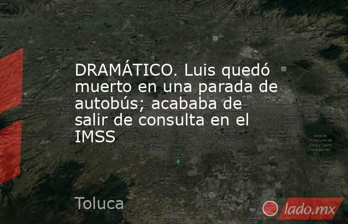 DRAMÁTICO. Luis quedó muerto en una parada de autobús; acababa de salir de consulta en el IMSS. Noticias en tiempo real