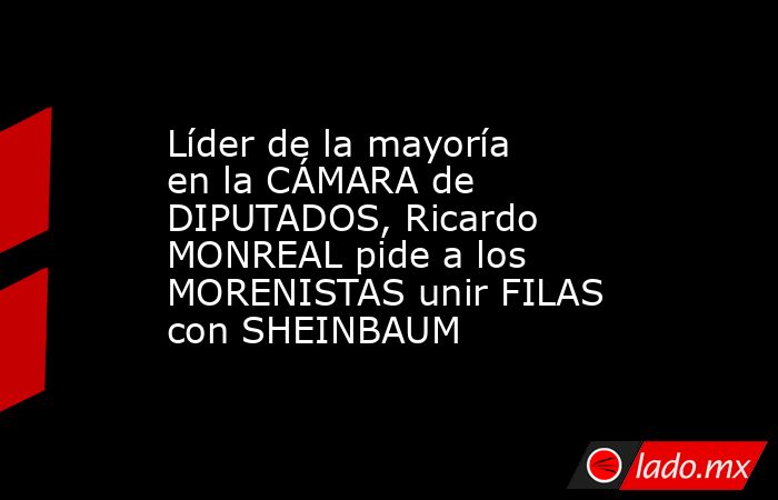 Líder de la mayoría en la CÁMARA de DIPUTADOS, Ricardo MONREAL pide a los MORENISTAS unir FILAS con SHEINBAUM. Noticias en tiempo real