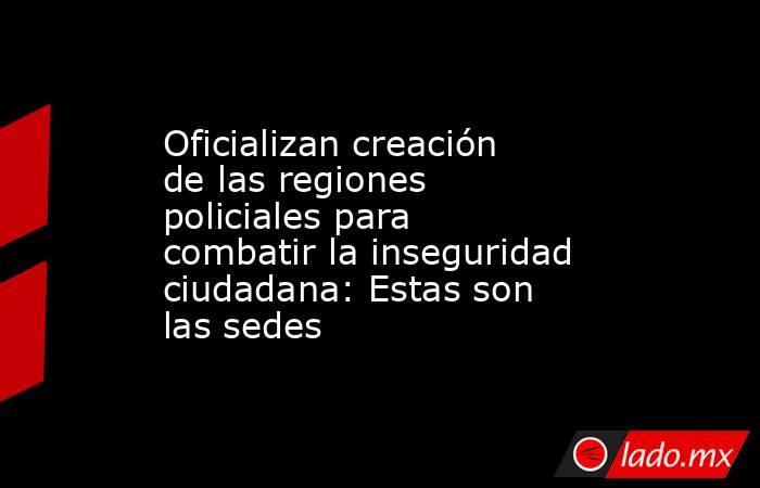 Oficializan creación de las regiones policiales para combatir la inseguridad ciudadana: Estas son las sedes. Noticias en tiempo real