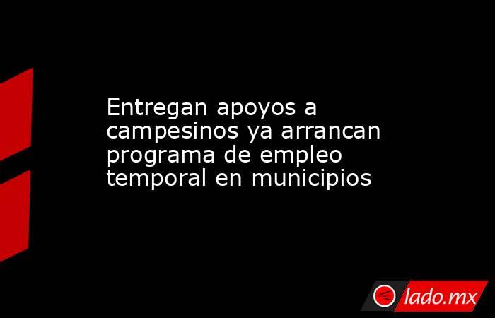 Entregan apoyos a campesinos ya arrancan programa de empleo temporal en municipios. Noticias en tiempo real