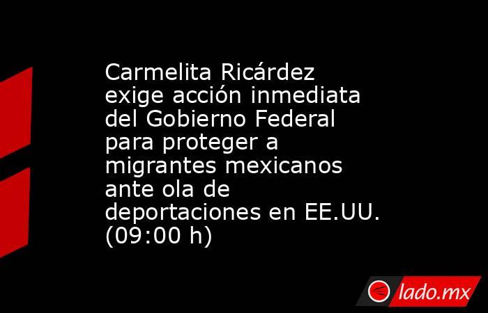 Carmelita Ricárdez exige acción inmediata del Gobierno Federal para proteger a migrantes mexicanos ante ola de deportaciones en EE.UU. (09:00 h). Noticias en tiempo real