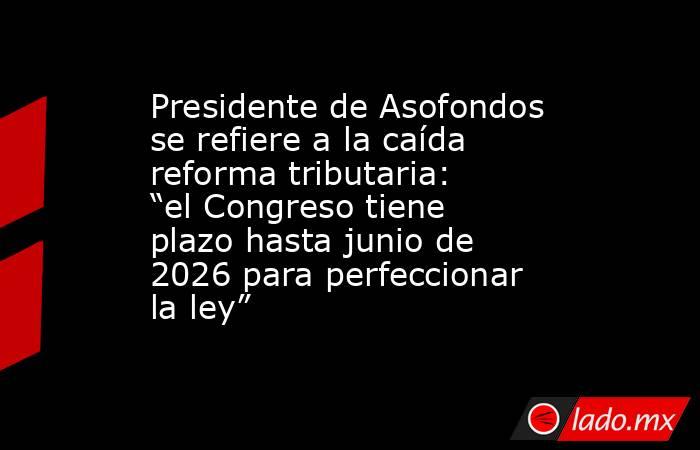 Presidente de Asofondos se refiere a la caída reforma tributaria: “el Congreso tiene plazo hasta junio de 2026 para perfeccionar la ley” . Noticias en tiempo real