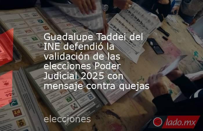 Guadalupe Taddei del INE defendió la validación de las elecciones Poder Judicial 2025 con mensaje contra quejas  . Noticias en tiempo real