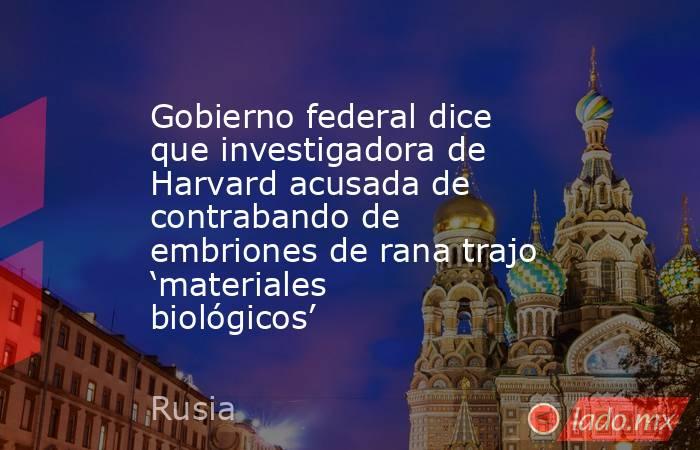 Gobierno federal dice que investigadora de Harvard acusada de contrabando de embriones de rana trajo ‘materiales biológicos’. Noticias en tiempo real