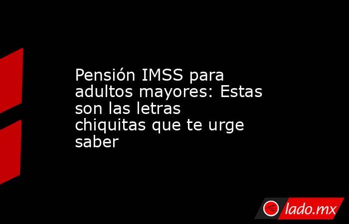 Pensión IMSS para adultos mayores: Estas son las letras chiquitas que te urge saber. Noticias en tiempo real