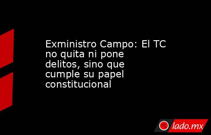 Exministro Campo: El TC no quita ni pone delitos, sino que cumple su papel constitucional. Noticias en tiempo real