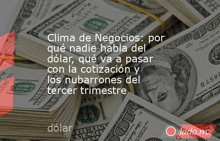 Clima de Negocios: por qué nadie habla del dólar, qué va a pasar con la cotización y los nubarrones del tercer trimestre. Noticias en tiempo real
