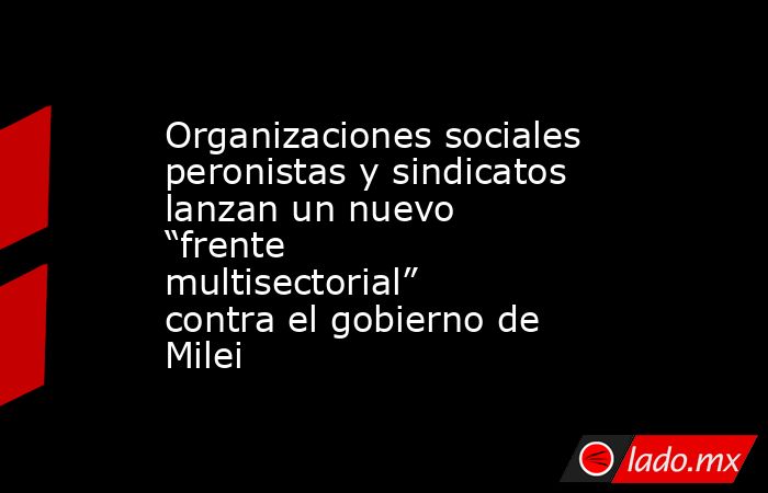 Organizaciones sociales peronistas y sindicatos lanzan un nuevo “frente multisectorial” contra el gobierno de Milei. Noticias en tiempo real