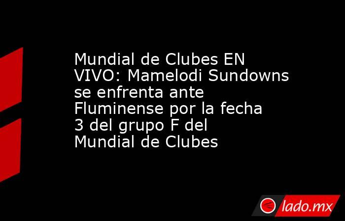 Mundial de Clubes EN VIVO: Mamelodi Sundowns se enfrenta ante Fluminense por la fecha 3 del grupo F del Mundial de Clubes  . Noticias en tiempo real