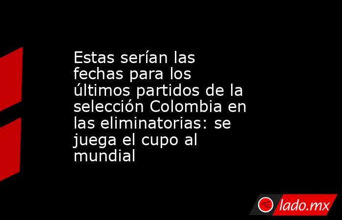 Estas serían las fechas para los últimos partidos de la selección Colombia en las eliminatorias: se juega el cupo al mundial. Noticias en tiempo real