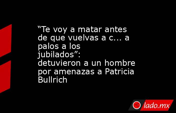 “Te voy a matar antes de que vuelvas a c... a palos a los jubilados”: detuvieron a un hombre por amenazas a Patricia Bullrich. Noticias en tiempo real