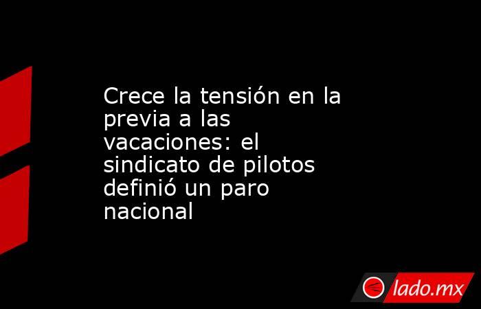 Crece la tensión en la previa a las vacaciones: el sindicato de pilotos definió un paro nacional. Noticias en tiempo real