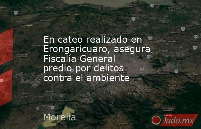 En cateo realizado en Erongarícuaro, asegura Fiscalía General predio por delitos contra el ambiente. Noticias en tiempo real