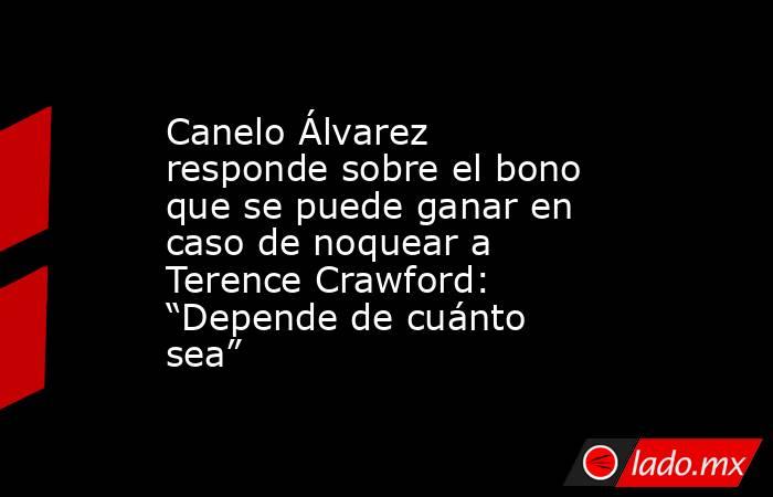 Canelo Álvarez responde sobre el bono que se puede ganar en caso de noquear a Terence Crawford: “Depende de cuánto sea”. Noticias en tiempo real