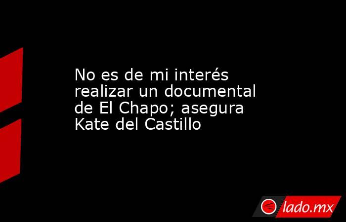 No es de mi interés realizar un documental de El Chapo; asegura Kate del Castillo. Noticias en tiempo real