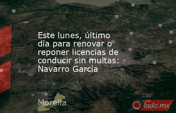 Este lunes, último día para renovar o reponer licencias de conducir sin multas: Navarro García. Noticias en tiempo real