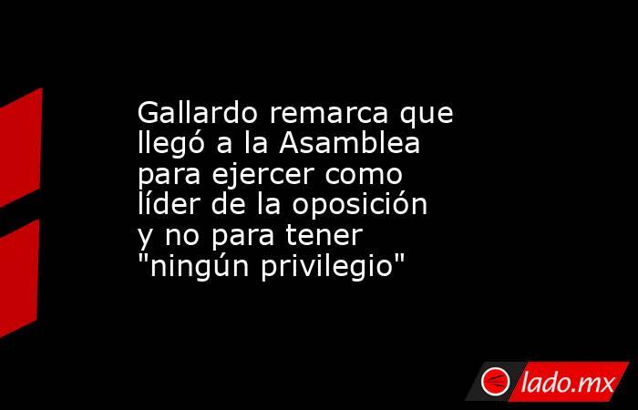 Gallardo remarca que llegó a la Asamblea para ejercer como líder de la oposición y no para tener 
