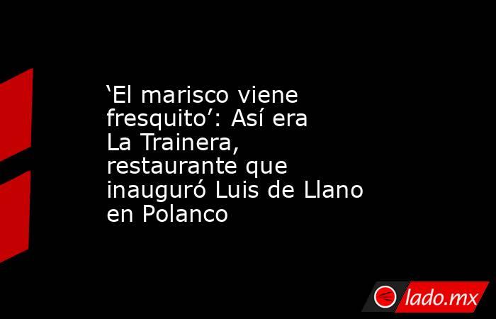 ‘El marisco viene fresquito’: Así era La Trainera, restaurante que inauguró Luis de Llano en Polanco. Noticias en tiempo real