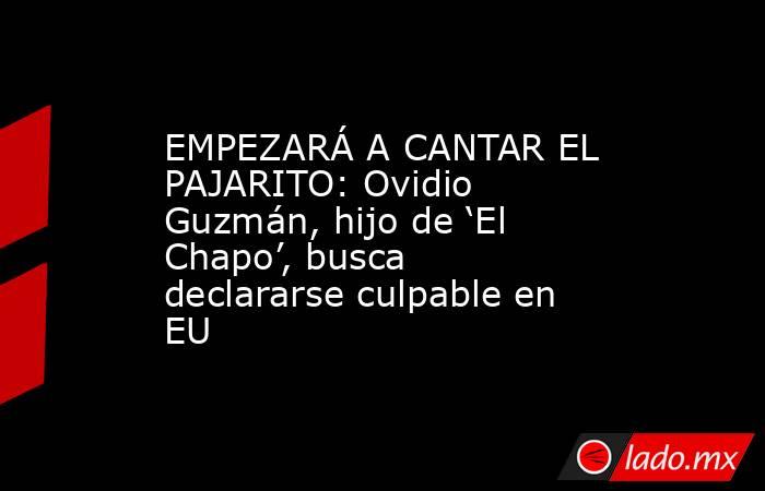 EMPEZARÁ A CANTAR EL PAJARITO: Ovidio Guzmán, hijo de ‘El Chapo’, busca declararse culpable en EU. Noticias en tiempo real