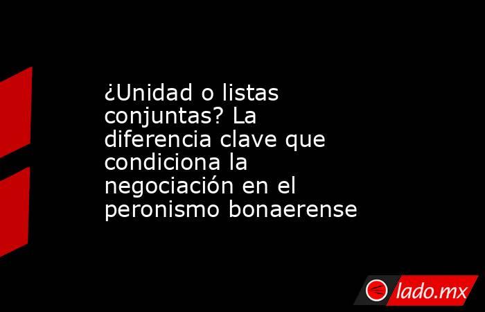 ¿Unidad o listas conjuntas? La diferencia clave que condiciona la negociación en el peronismo bonaerense. Noticias en tiempo real