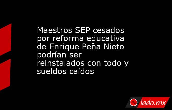 Maestros SEP cesados por reforma educativa de Enrique Peña Nieto podrían ser reinstalados con todo y sueldos caídos . Noticias en tiempo real