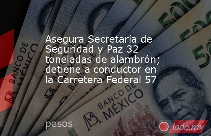Asegura Secretaría de Seguridad y Paz 32 toneladas de alambrón; detiene a conductor en la Carretera Federal 57. Noticias en tiempo real