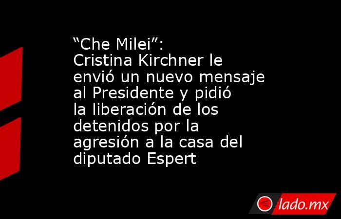 “Che Milei”: Cristina Kirchner le envió un nuevo mensaje al Presidente y pidió la liberación de los detenidos por la agresión a la casa del diputado Espert. Noticias en tiempo real