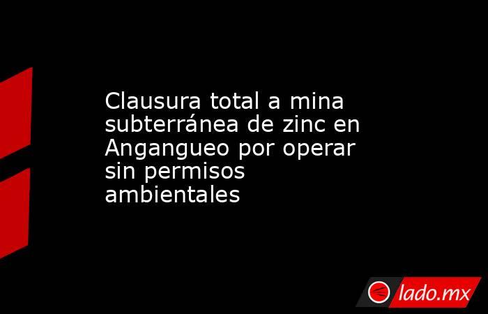 Clausura total a mina subterránea de zinc en Angangueo por operar sin permisos ambientales. Noticias en tiempo real