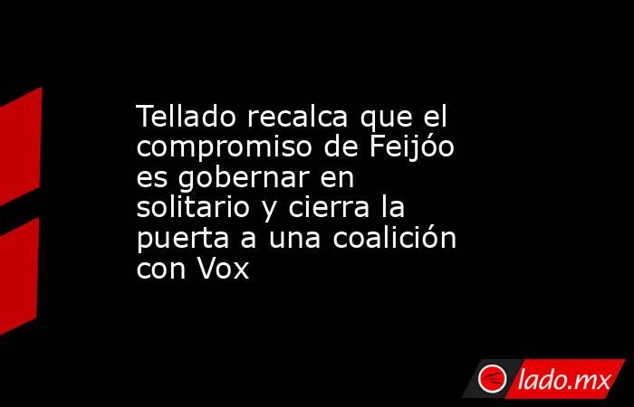 Tellado recalca que el compromiso de Feijóo es gobernar en solitario y cierra la puerta a una coalición con Vox. Noticias en tiempo real